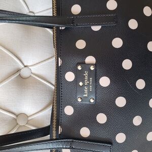 Kate Spade Black and Cream Quilted Polka Dot Tote